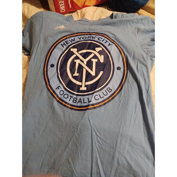 Adidas Apparel T-Shirt Blue Mens Size Small Youth XL New‎ York Football Club - Picture 1 of 7